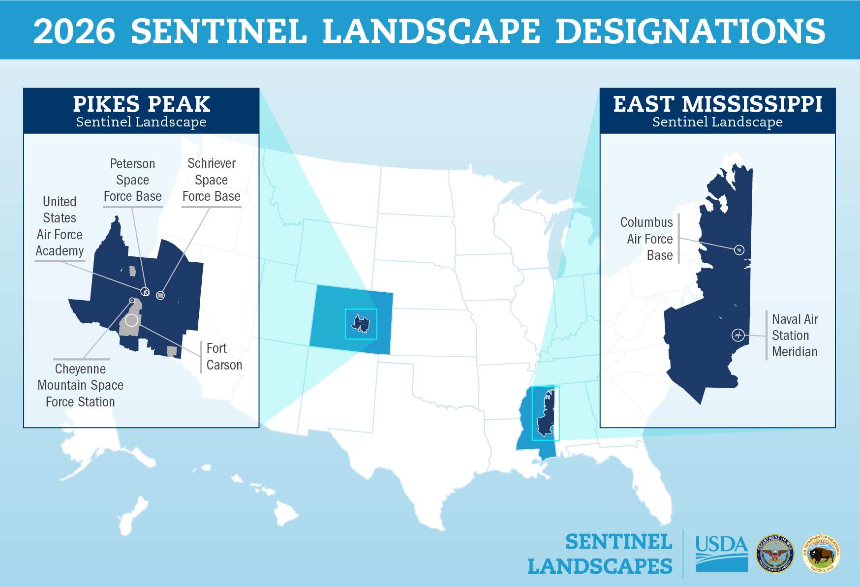 2026 Sentinel Landscape Designations Map